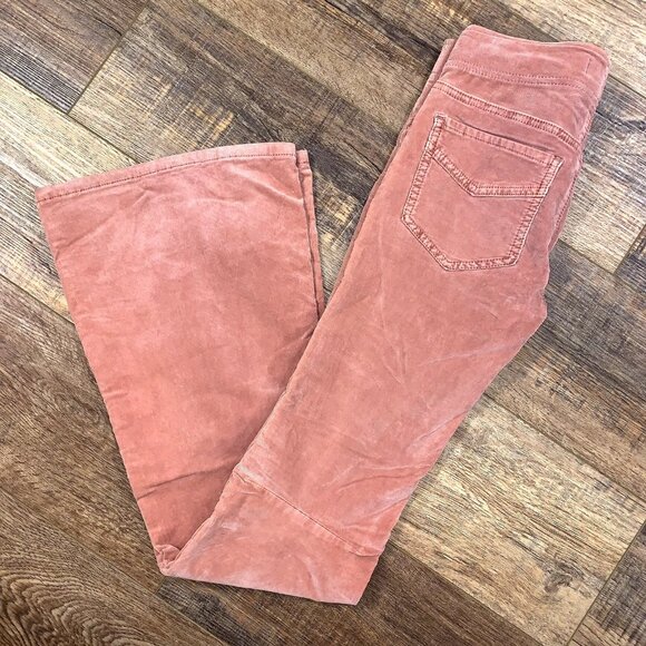 FREE PEOPLE Dusty Pink Corduroy BELL BOTTOM PANTS 25 x 33 Stretch Boho Grunge - Picture 5 of 7